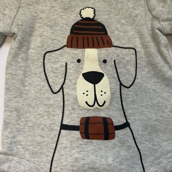 Carter's Long Sleeve Grey Dog Bodysuit Size 6 Months - Picture 4 of 5
